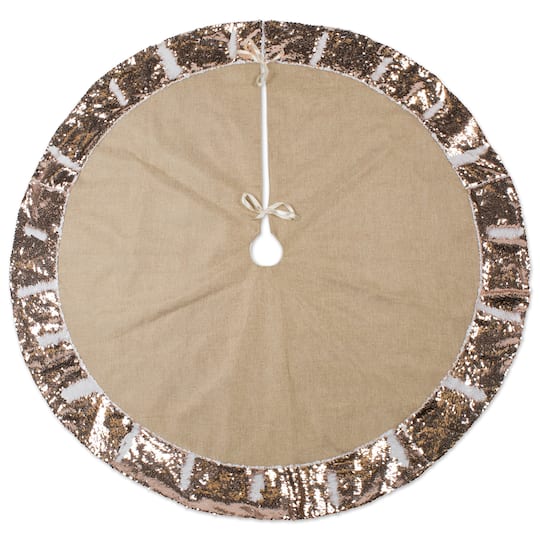 DII® Champagne Sequin Linen Holiday Tree Skirt